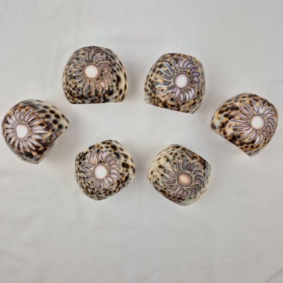 Vintage | Dining | Tigar Cowrie Shell Napkin Rings With Etched Flower ...